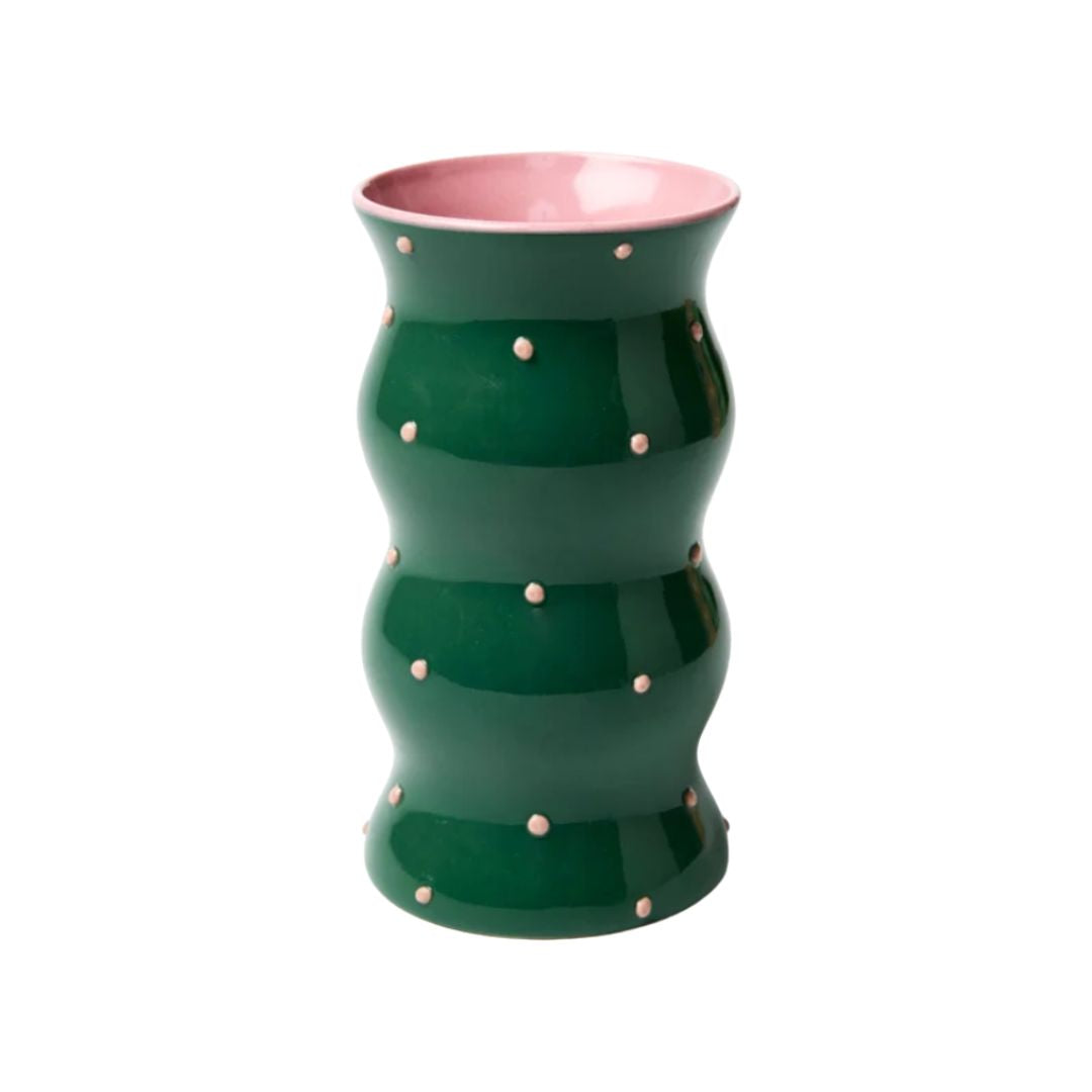 PALMA Dotted Ceramic Vase GREEN & PINK, the best customized gift and gifts for her and for him from Inna Carton online shop Dubai, UAE!

