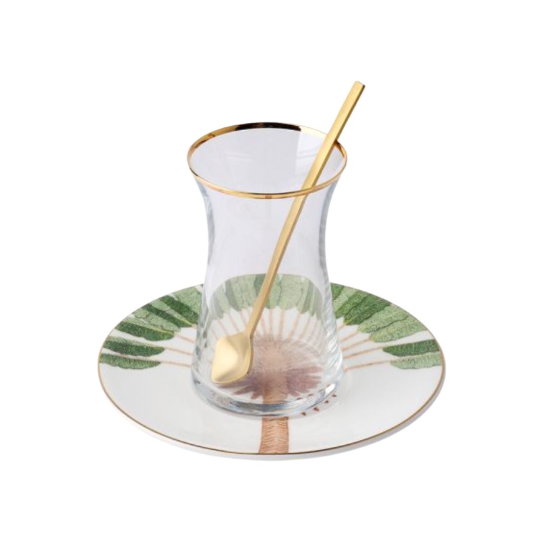 Palm Glass Tea Cup Set, the best customized gift and gifts for her and for him from Inna Carton online shop Dubai, UAE!
