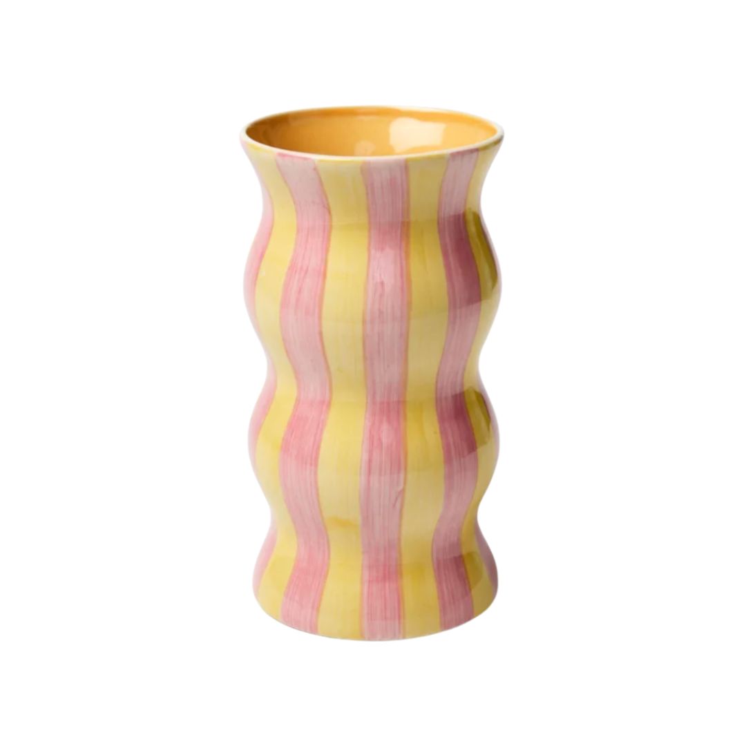 PALMA Stripe Ceramic Vase Yellow & Pink, the best customized gift and gifts for her and for him from Inna Carton online shop Dubai, UAE!
