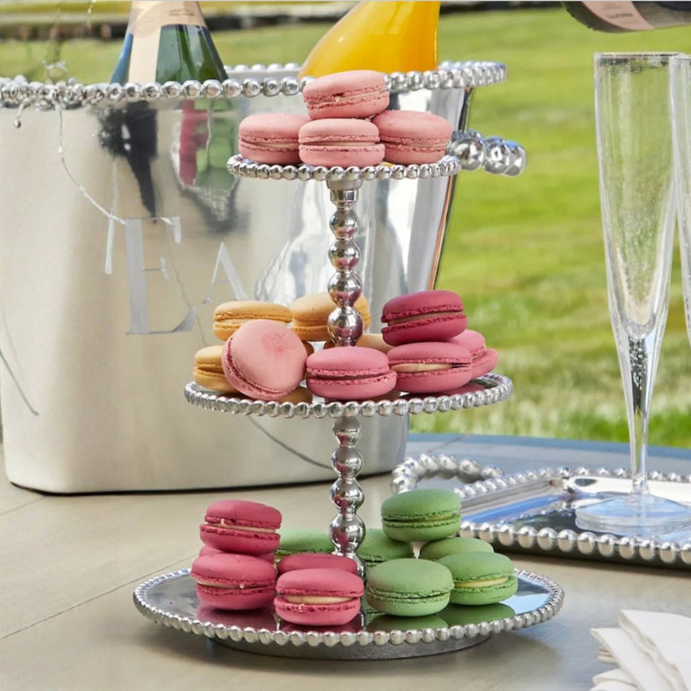 Pearl Aluminium Serving Tiered Stand, the best customized gift and gifts for her and for him from Inna Carton online shop Dubai, UAE!
