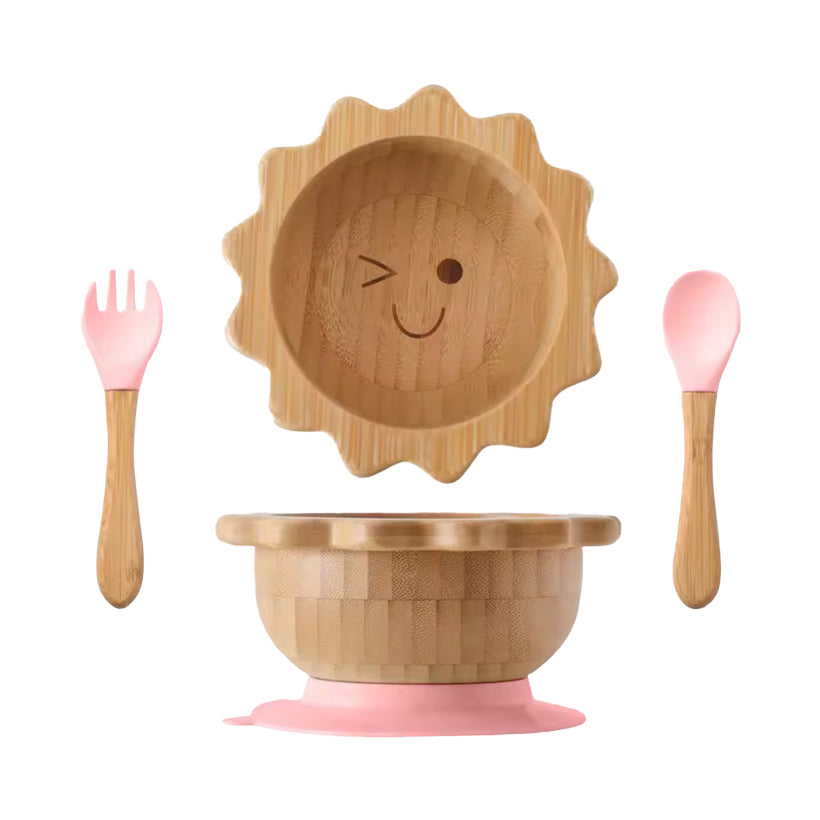 Pink Sun Tableware Set of 3 newborn baby, the best customized gift and gifts for her and for him from Inna Carton online shop Dubai, UAE!