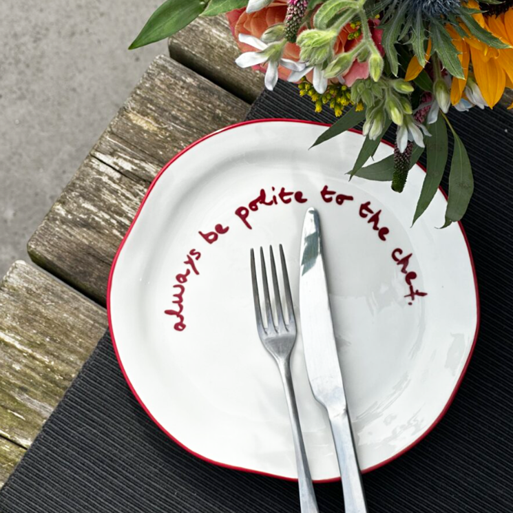 Plate Always Be Polite To The Chef, the best customized gift and gifts for her and for him from Inna Carton online shop Dubai, UAE!