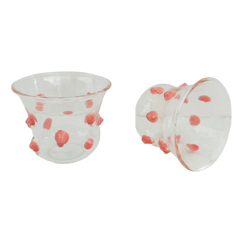 Blown glass dotted tea cup with matching saucer, shop the best Ramadan gift gifts for her for him from Inna carton online store dubai, UAE!	