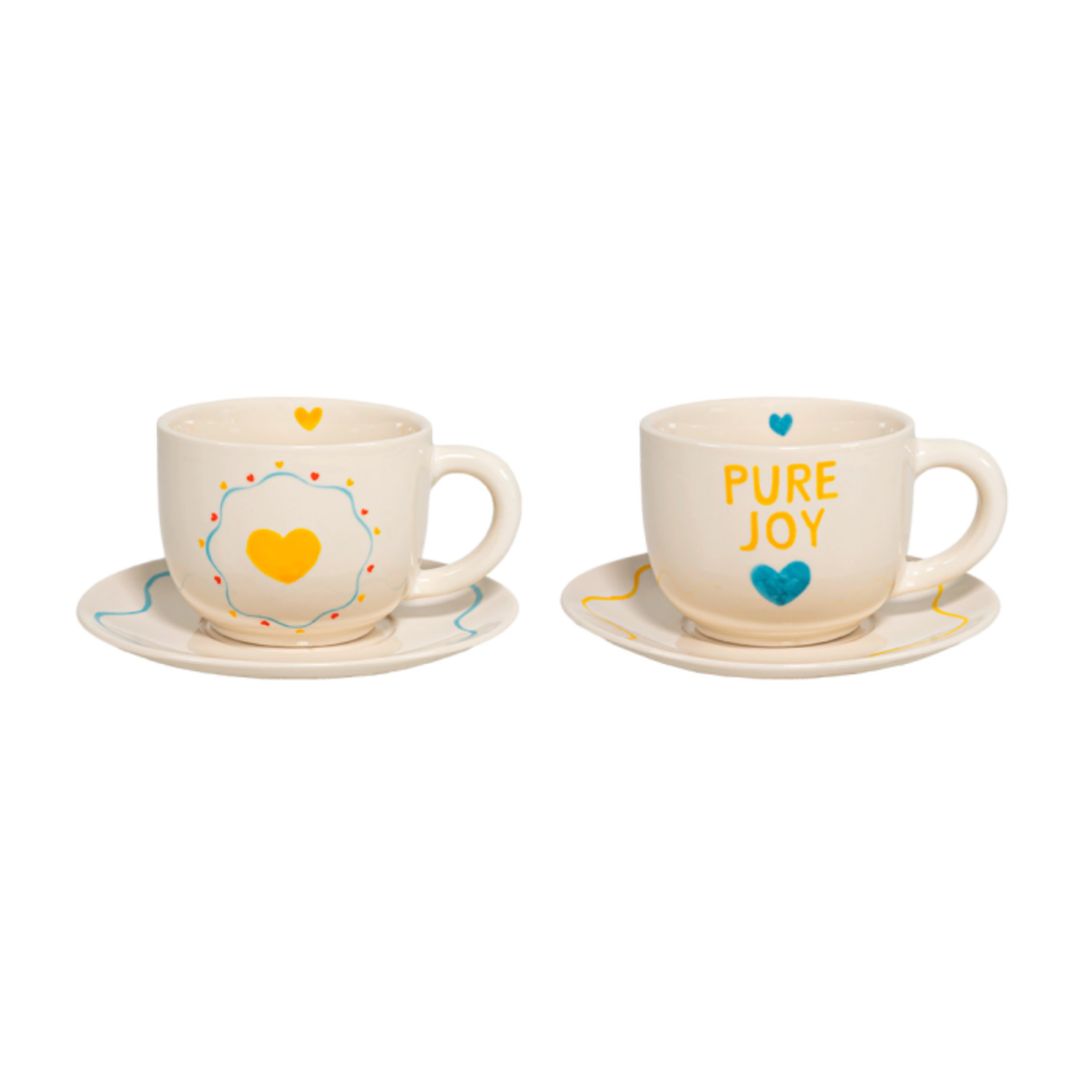 Pure Joy Stoneware Coffee Cup & Saucer Set, the best customized gift and gifts for her and for him from Inna Carton online shop Dubai, UAE!
