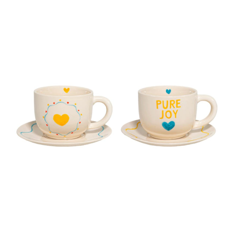 Pure Joy Stoneware Coffee Cup & Saucer Set, the best customized gift and gifts for her and for him from Inna Carton online shop Dubai, UAE!
