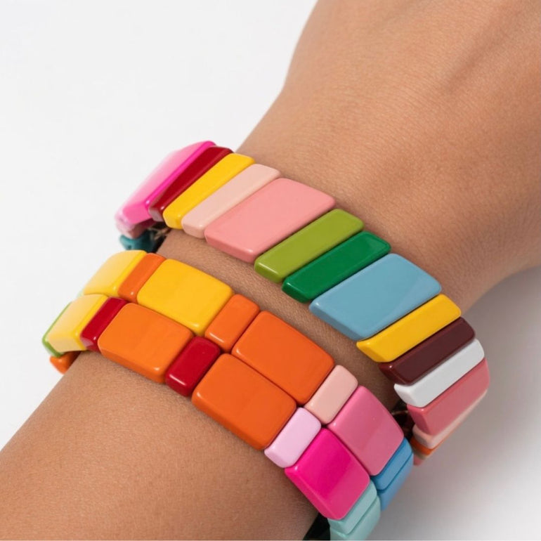 Rainbow Enamel Tile Bracelets, the best customized gift and gifts for her and for him from Inna Carton online shop Dubai, UAE!
