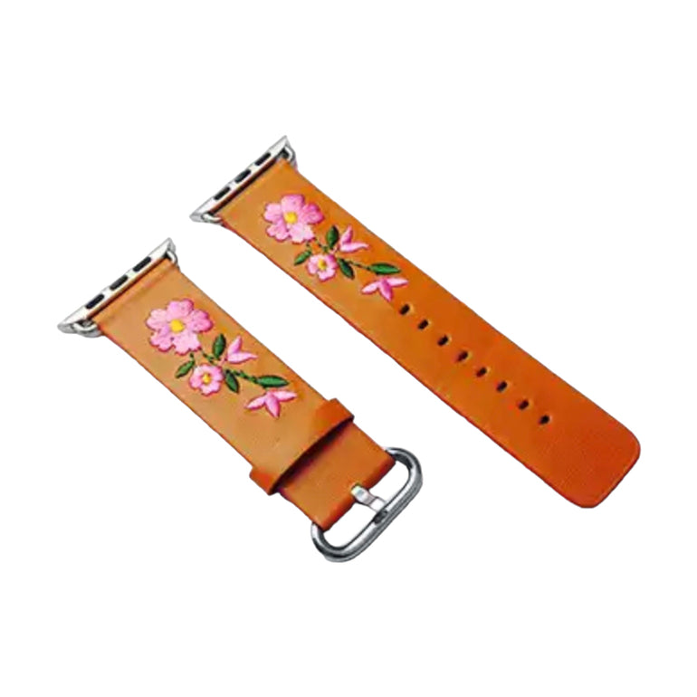 Rose Embroidered Watch Strap | Tan , the best gift and gifts for him and for her from Inna Carton, the best online gift store in Dubai, UAE.