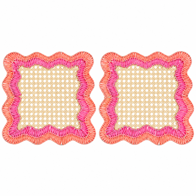 Scalloped Rattan Placemat Set of 2 | Pink, the best customized gift and gifts for her and for him from Inna Carton online shop Dubai, UAE!

