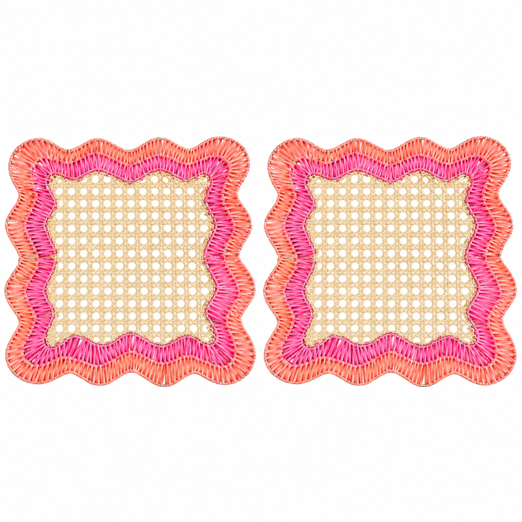 Scalloped Rattan Placemat Set of 2 | Pink, the best customized gift and gifts for her and for him from Inna Carton online shop Dubai, UAE!
