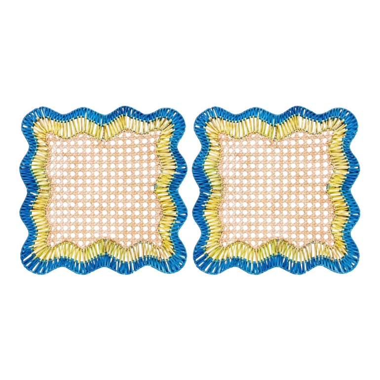 Scalloped Rattan Placemat Set of 2 | Blue & Green, the best customized gift and gifts for her and for him from Inna Carton online shop Dubai, UAE!
