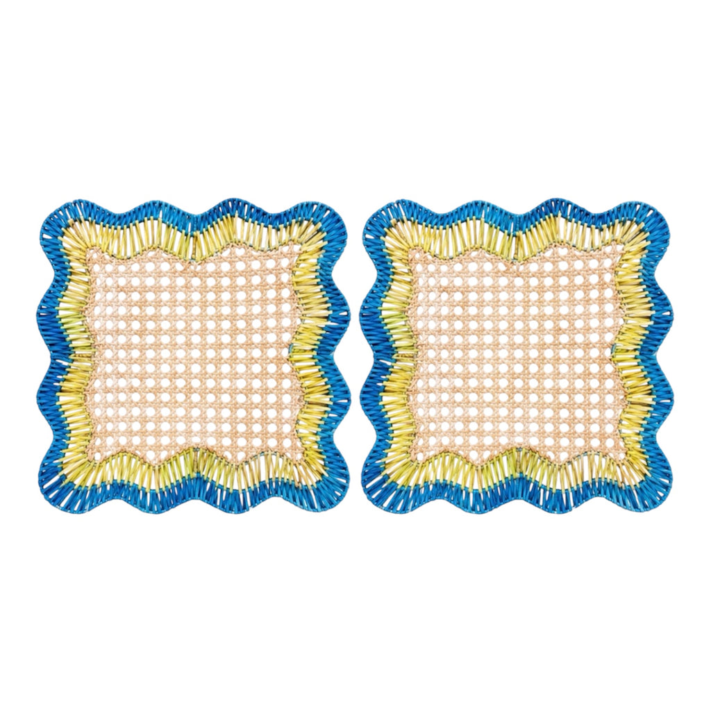 Scalloped Rattan Placemat Set of 2 | Blue & Green, the best customized gift and gifts for her and for him from Inna Carton online shop Dubai, UAE!
