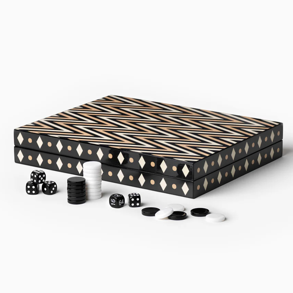 Lacquered Backgammon | Black