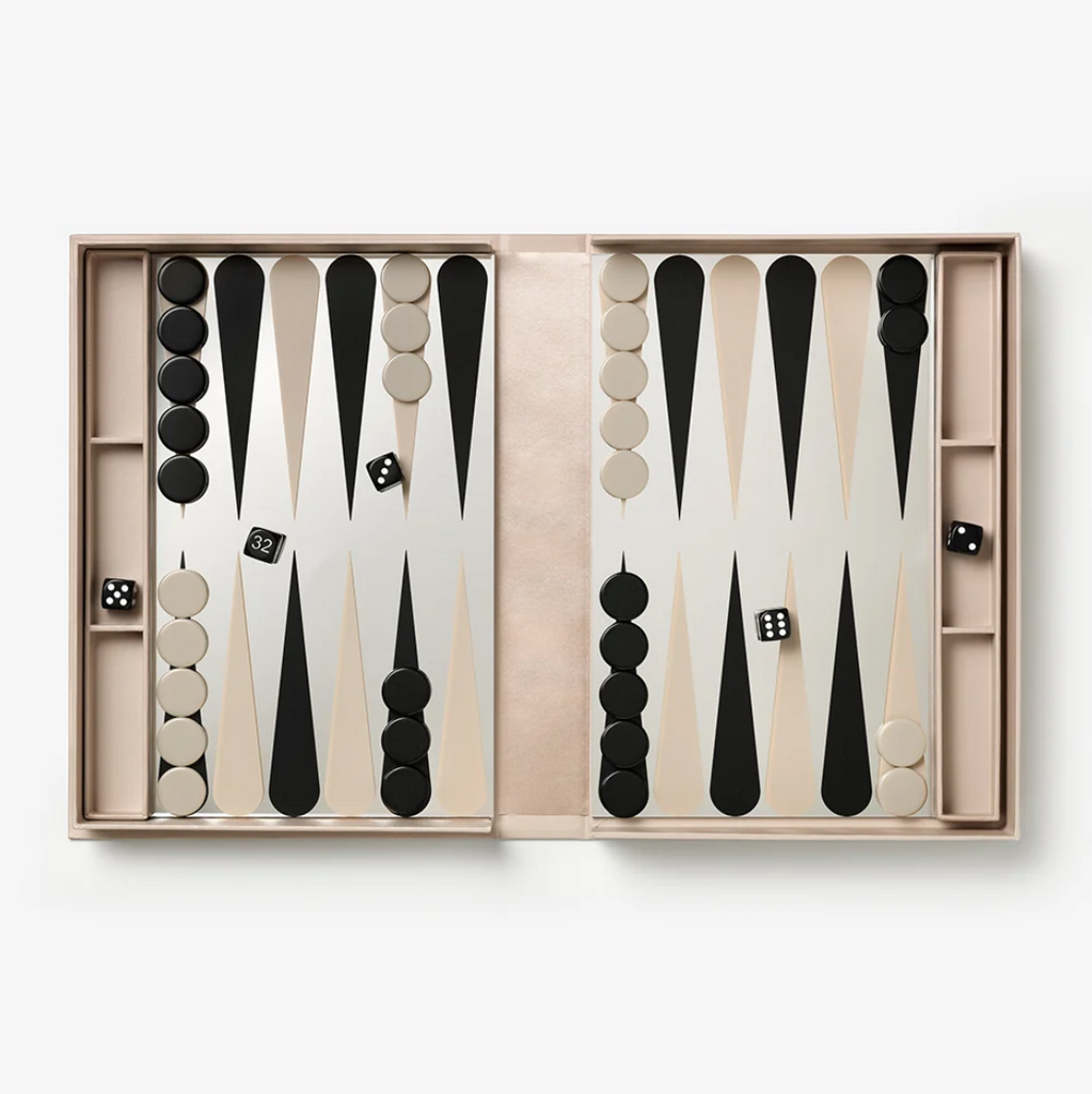 Art Of Backgammon Mirror | Beige & Black