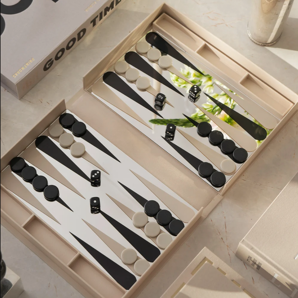 Art Of Backgammon Mirror | Beige & Black
