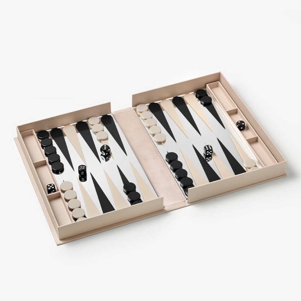 Art Of Backgammon Mirror | Beige & Black