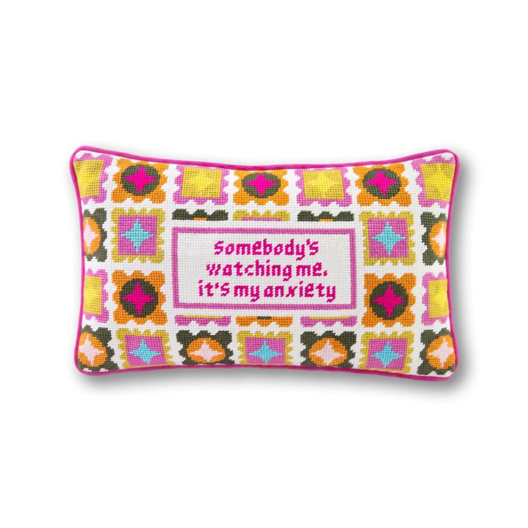 "Somebody's Watching Me" Needlepoint Pillow, the best customized gift and gifts for her and for him from Inna Carton online shop Dubai, UAE!
