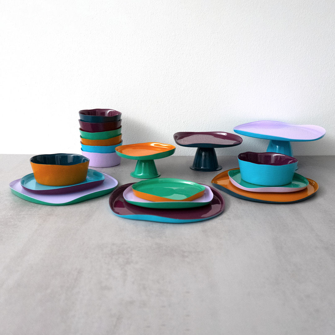 Splash Platter Glass Stand Lilac & Turquoise, the best customized gift and gifts for her and for him from Inna Carton online shop Dubai, UAE!
