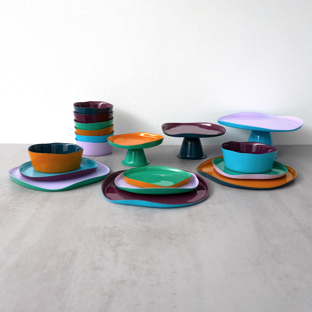 Splash Platter Glass Stand Lilac & Turquoise, the best customized gift and gifts for her and for him from Inna Carton online shop Dubai, UAE!
