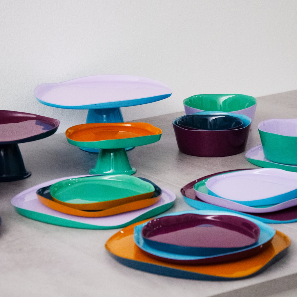 Splash Platter Glass Stand Lilac & Turquoise, the best customized gift and gifts for her and for him from Inna Carton online shop Dubai, UAE!
