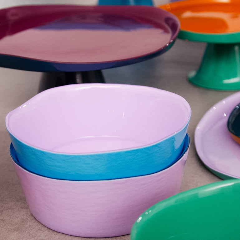 Splash Platter Glass Stand Lilac & Turquoise, the best customized gift and gifts for her and for him from Inna Carton online shop Dubai, UAE!
