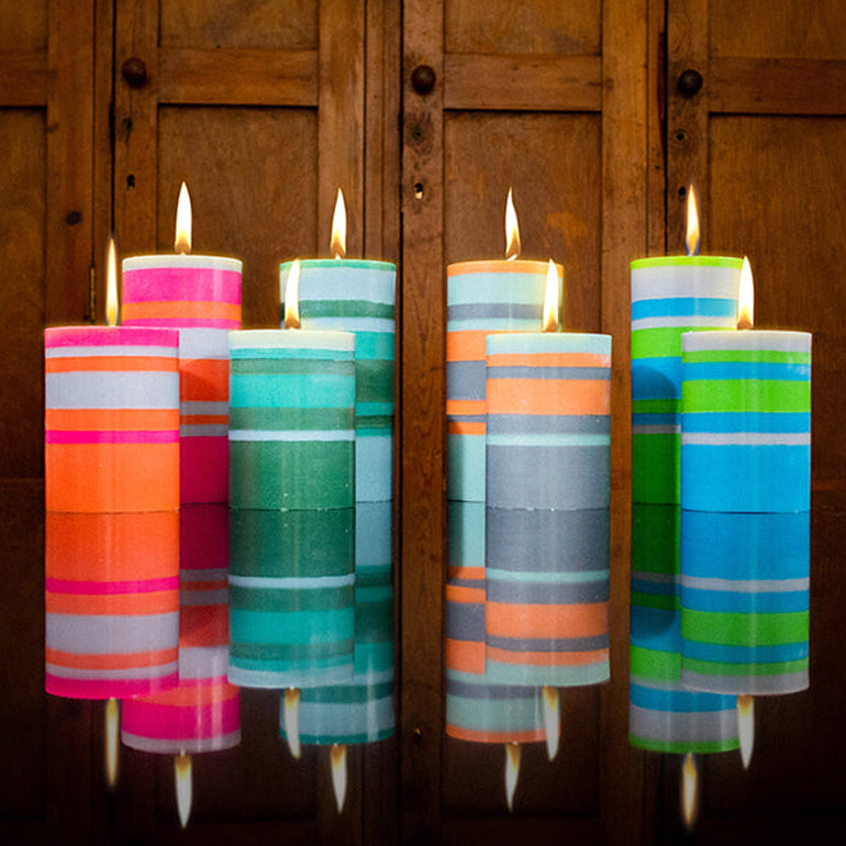 Striped Grass Candle, 100% Stearin Wax (Veg origin) Pure Cotton Wick (lead/metal Free) Ecological color dyes, paraffin-free, shop the best Ramadan gift gifts for her for him from Inna carton online store dubai, UAE!