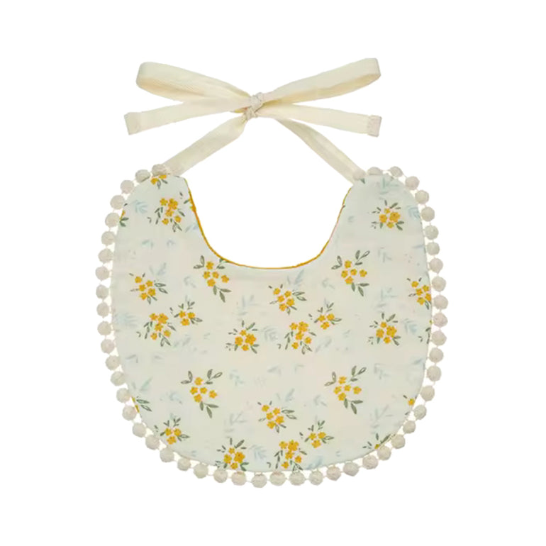 Sweet Pompom Bib Mimosa Yellow Newborn Baby, the best customized gift and gifts for her and for him from Inna Carton online shop Dubai, UAE!