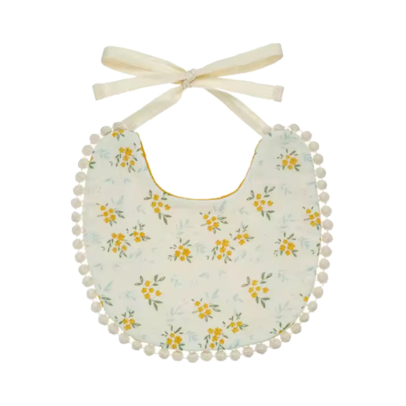 Sweet Pompom Bib Mimosa Yellow Newborn Baby, the best customized gift and gifts for her and for him from Inna Carton online shop Dubai, UAE!