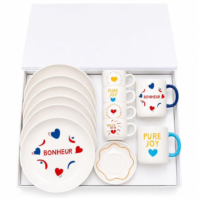 Plates Bonheur Mug Dolce Vita Pure Joy Stoneware Coffee Cup, the best customized gift and gifts for her and for him from Inna Carton online shop Dubai, UAE!

