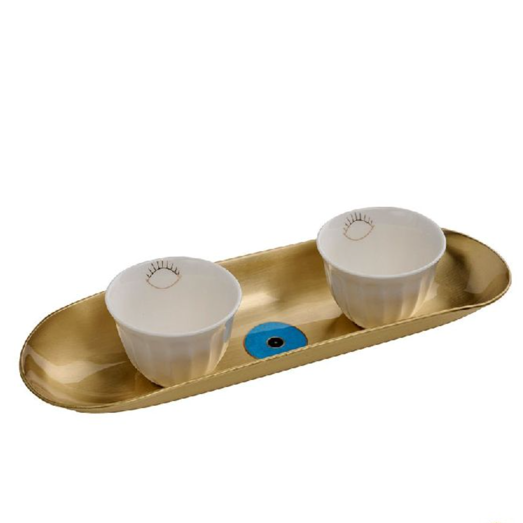 Coffee Cups Eye Brass Tray Holy Quran Hand Embroidered Palm, the best ramadan customize gift and gifts for her and for him from Inna Carton online shop Dubai, UAE!