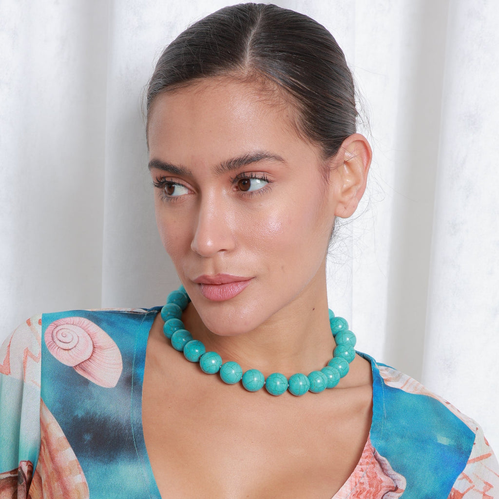 Turquoise Pebble Oversized Necklace, the best customized gift and gifts for her and for him from Inna Carton online shop Dubai, UAE!