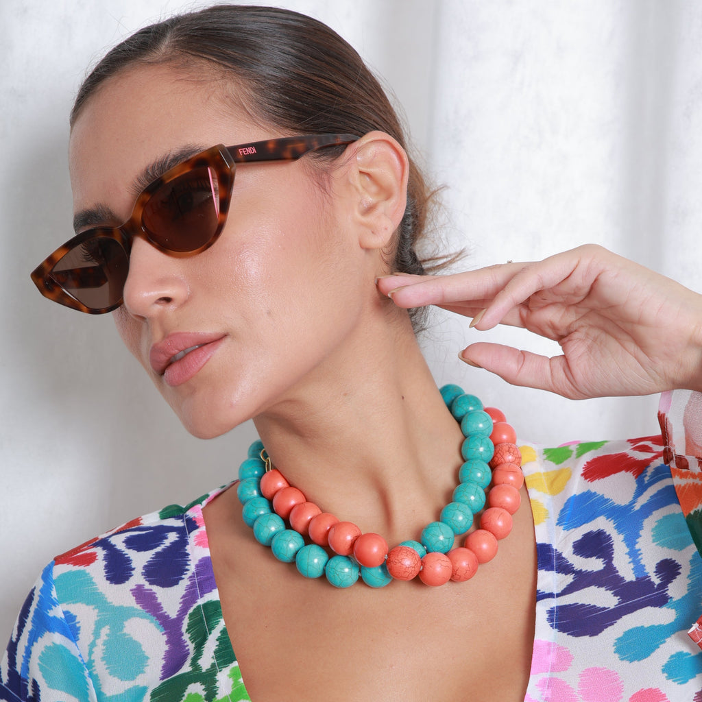 Turquoise Pebble Oversized Necklace, the best customized gift and gifts for her and for him from Inna Carton online shop Dubai, UAE!