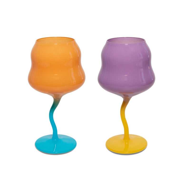 Twist Stem Glasses Set Orange & Purple, the best customized gift and gifts for her and for him from Inna Carton online shop Dubai, UAE!
