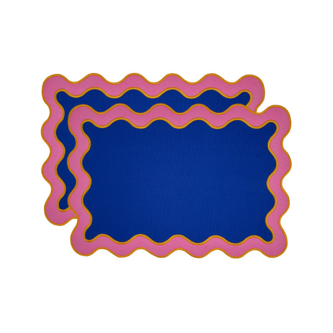 Wave Placemat Set Cobalt Blue & Pink, the best customized gift and gifts for her and for him from Inna Carton online shop Dubai, UAE!
