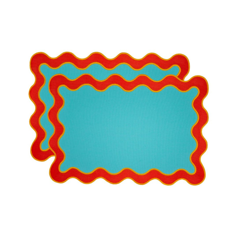 Wave Placemat Set Turquoise & Red, the best customized gift and gifts for her and for him from Inna Carton online shop Dubai, UAE!
