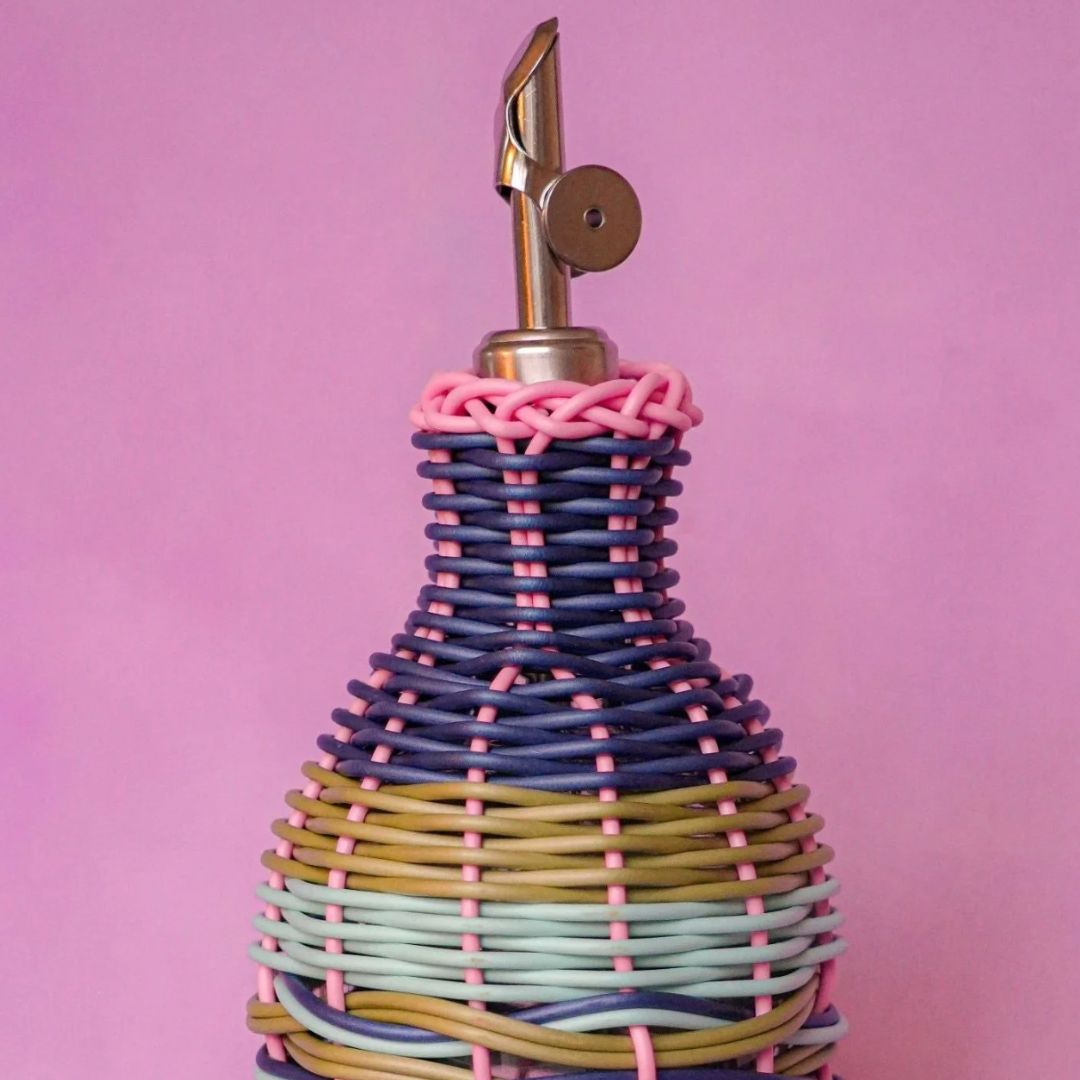 Woven Oil Bottle | Pink & Navy, the best customized gift and gifts for her and for him from Inna Carton online shop Dubai, UAE!
