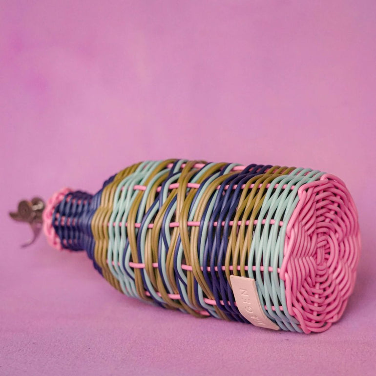 Woven Oil Bottle | Pink & Navy, the best customized gift and gifts for her and for him from Inna Carton online shop Dubai, UAE!
