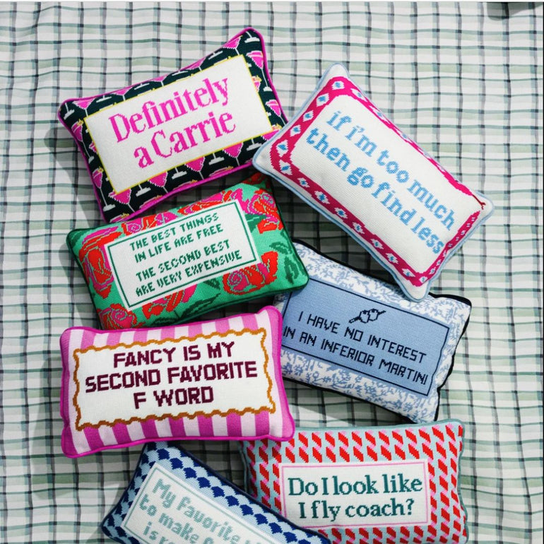 "The Best Things In Life Are Free" Needlepoint Pillow, the best customized gift and gifts for her and for him from Inna Carton online shop Dubai, UAE!

