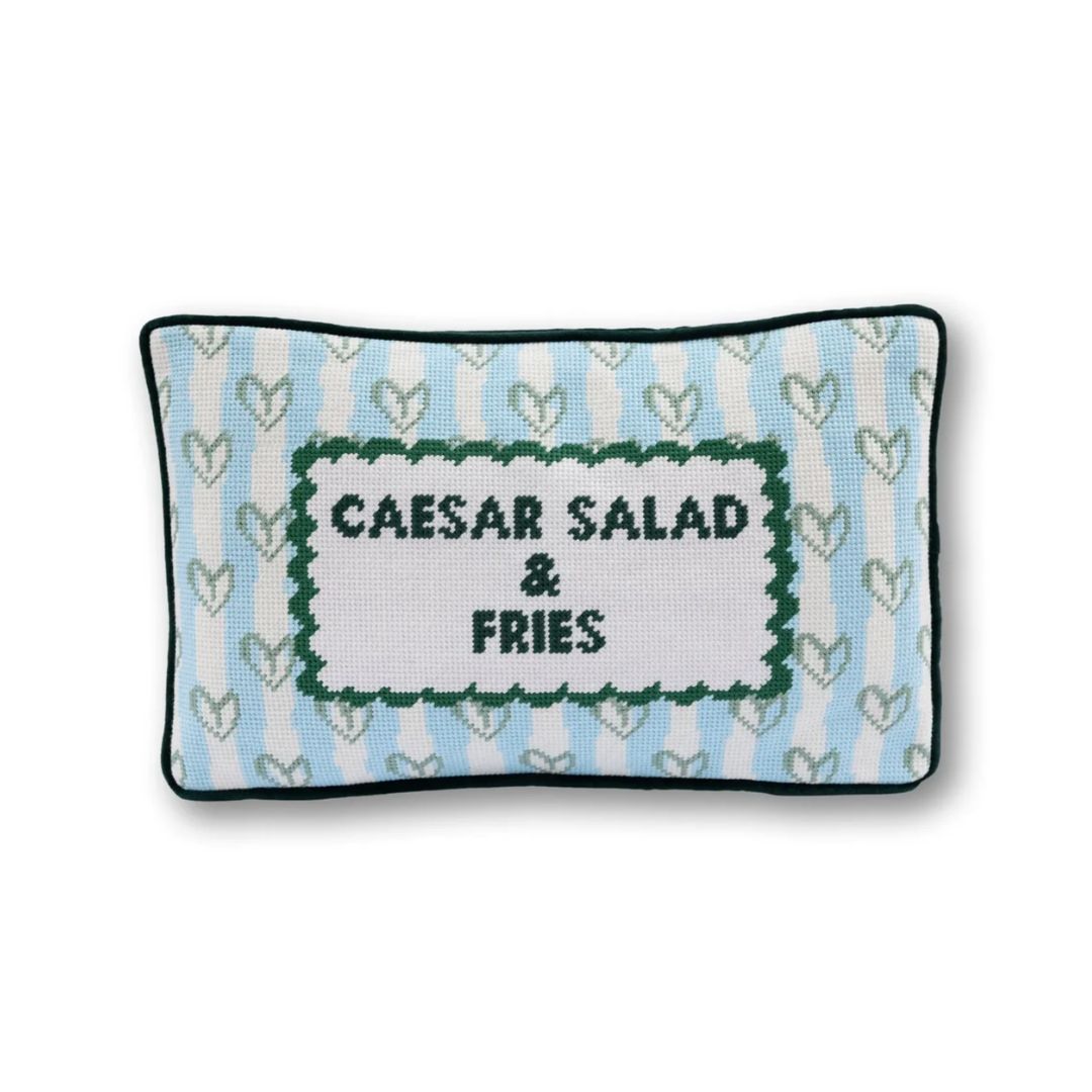 "Caesar Salad & Fries" Needlepoint Pillow, the best customized gift and gifts for her and for him from Inna Carton online shop Dubai, UAE!
