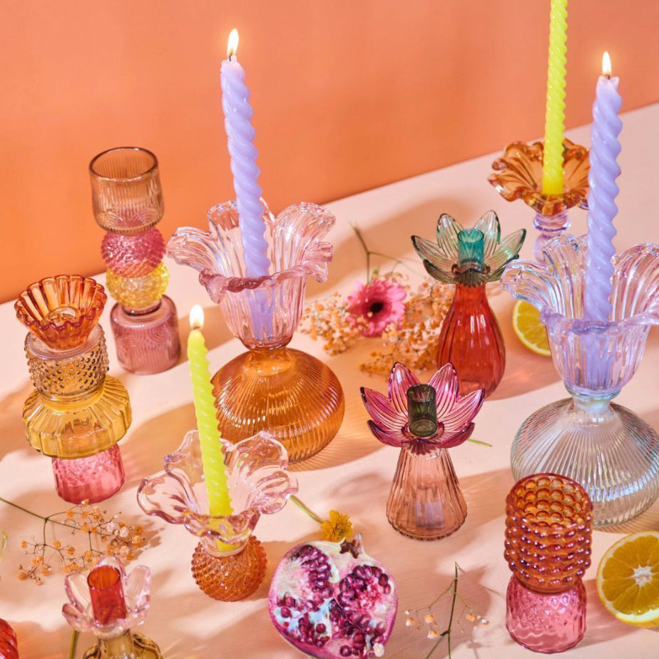 Fleur Glass Candleholder Tangy Pink, the best customized gift and gifts for her and for him from Inna Carton online shop Dubai, UAE!