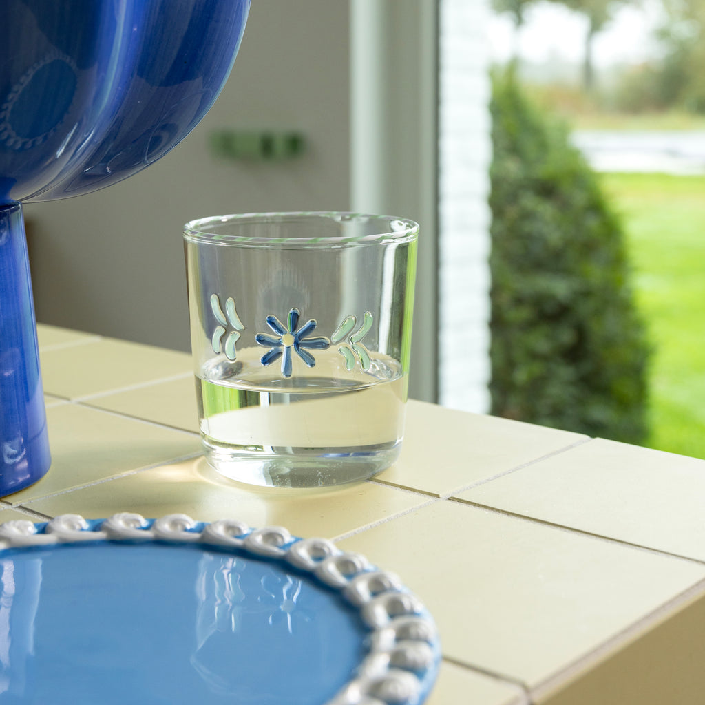 Flora Glass Set Blue, the best customized gift and gifts for her and for him from Inna Carton online shop Dubai, UAE!