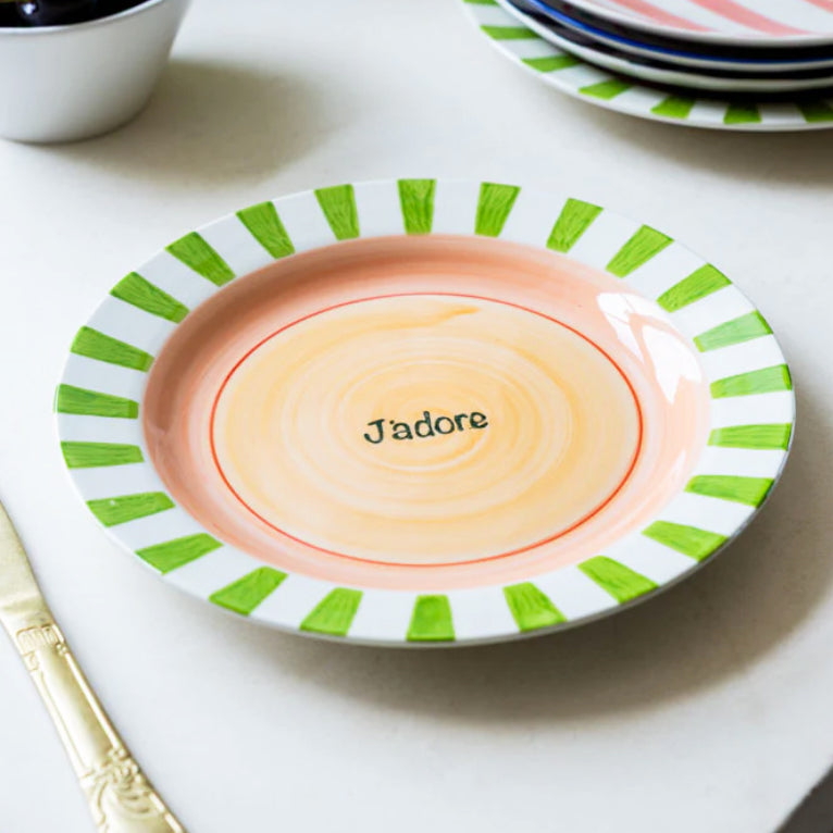Green & Pink J'adore Plates, the best customized gift and gifts for her and for him from Inna Carton online shop Dubai, UAE!