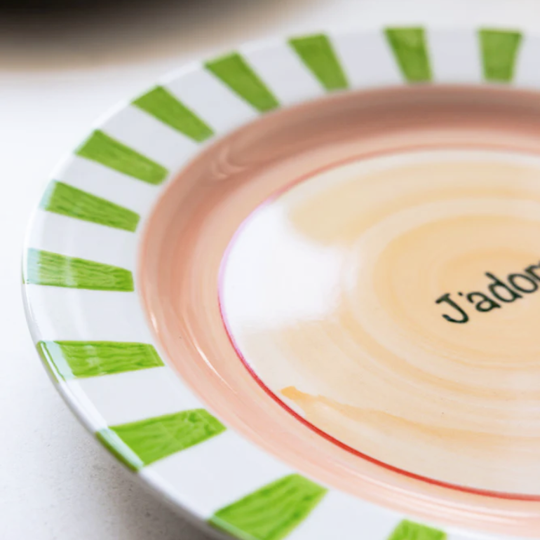 Green & Pink J'adore Plates, the best customized gift and gifts for her and for him from Inna Carton online shop Dubai, UAE!