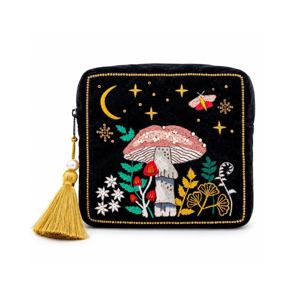 Mystical Mushroom Embroidered Velvet Pouch, the best customized gift and gifts for her and for him from Inna Carton online shop Dubai, UAE!
