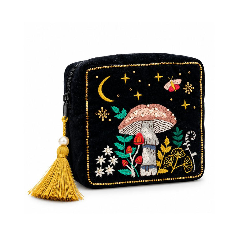 Mystical Mushroom Embroidered Velvet Pouch, the best customized gift and gifts for her and for him from Inna Carton online shop Dubai, UAE!

