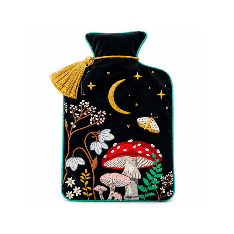 Mystical Mushroom Embroidered Velvet Hot Water Bottle, the best customized gift and gifts for her and for him from Inna Carton online shop Dubai, UAE!
