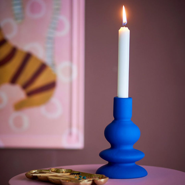 Thorne Stoneware Candle Holder | Short Blue, the best customized gift and gifts for her and for him from Inna Carton online shop Dubai, UAE!
