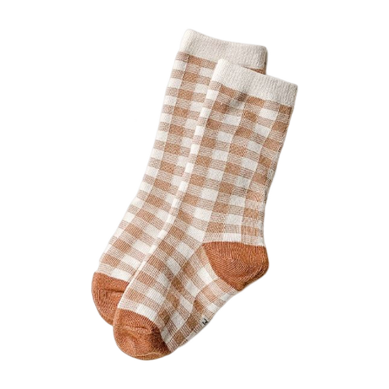 Baby Carreaux Socks | Tan, the best-customized gift box and gifts for her and for him from Inna Carton online shop Dubai, UAE